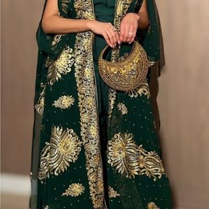 High Waist Jumpsuit and Golden Embroidery Print Outerwear Suit Golden Embroidery